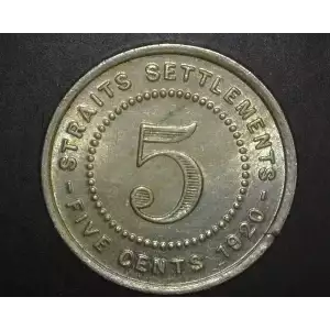 STRAITS SETTLEMENTS Silver 5 CENTS